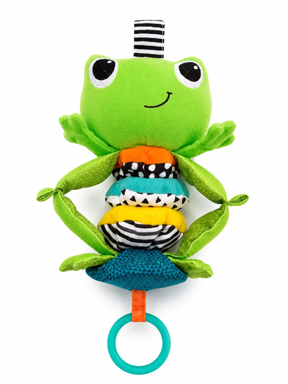 Infantino Green Frog Stacking Plush with Multicolor Rings and Teether